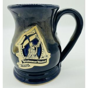 Grey Fox Pottery Blue Renaissance Festival 2010 Collectible Beer Coffee Mug 5”T